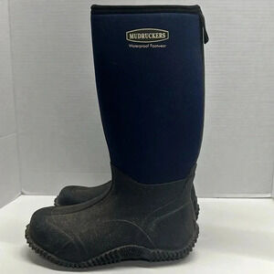 MudRuckers Tall Waterproof Insulated Rain Boots Navy Blue Black Women's Size 7